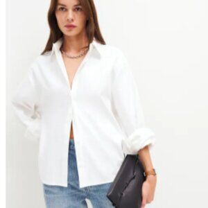 Reformation Andy Oversized Shirt Ivory - Size L